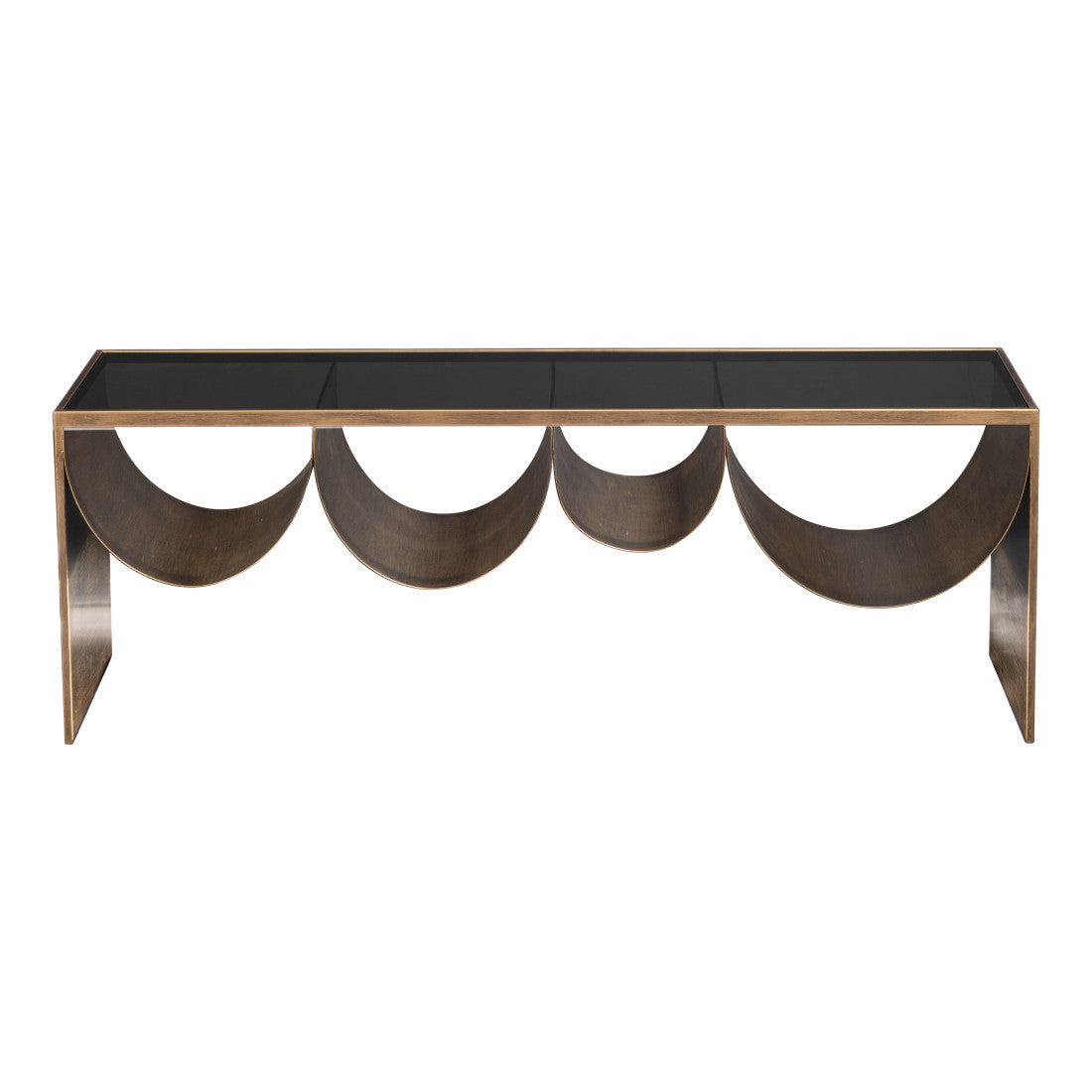 Black & Brass Mirrored Glass & Steel Solid Coffee Table image 2