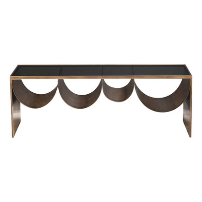 Black & Brass Mirrored Glass & Steel Solid Coffee Table image 2