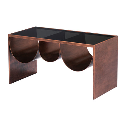 Black & Copper Mirrored Glass & Steel Solid Coffee Table image 4