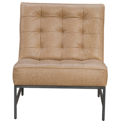 Cream & Black Genuine Leather Slipper Chair