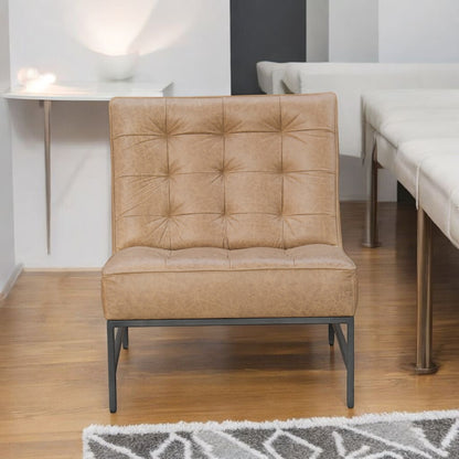Cream & Black Genuine Leather Slipper Chair