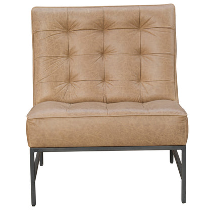 Cream & Black Genuine Leather Slipper Chair