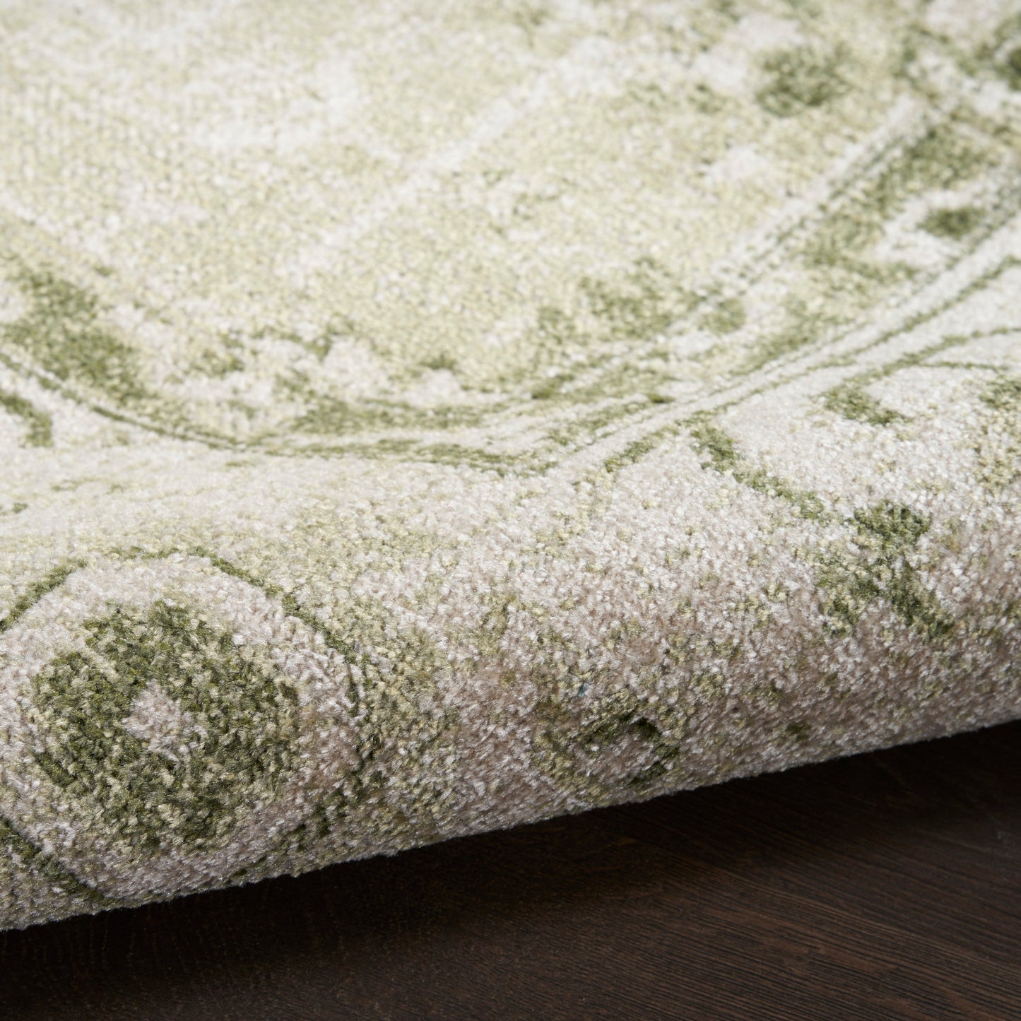 Nourison Astra Ivory & Green Pet Friendly Machine Washable Rug - Texture
