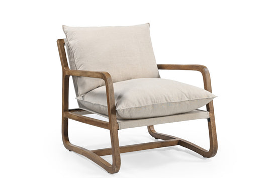 Beige & Natural Linen Arm Chair