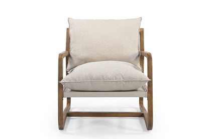 Beige & Natural Linen Arm Chair