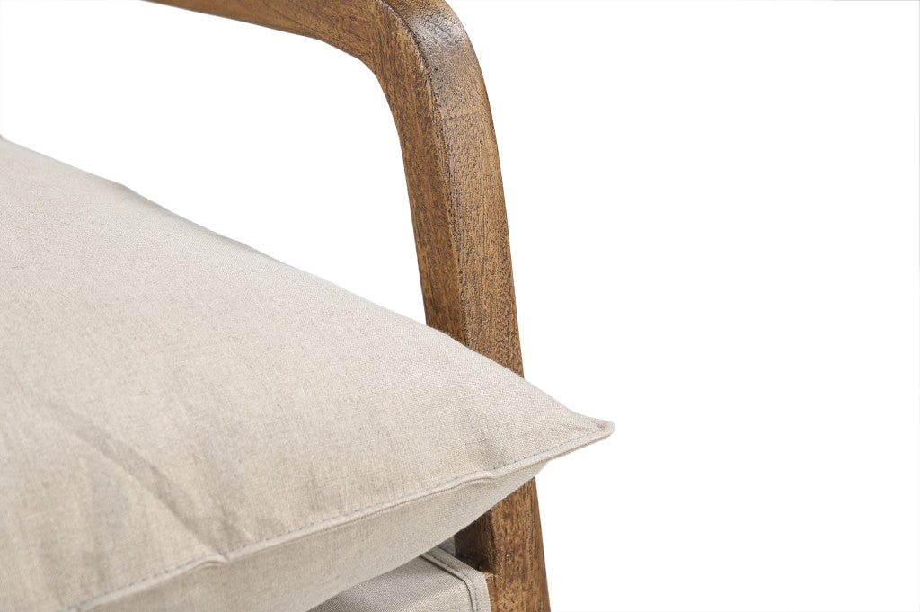 Beige & Natural Linen Arm Chair