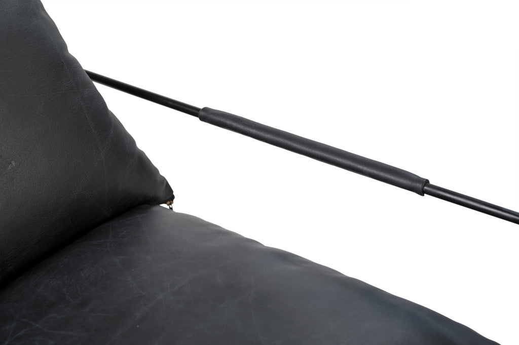 Black Genuine Distressed Leather Arm Chair