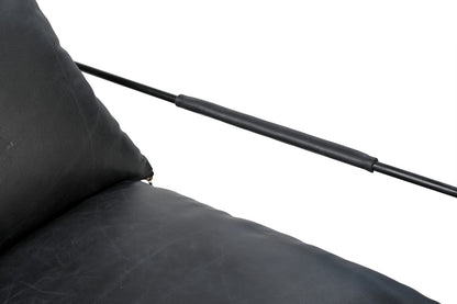Black Genuine Distressed Leather Arm Chair