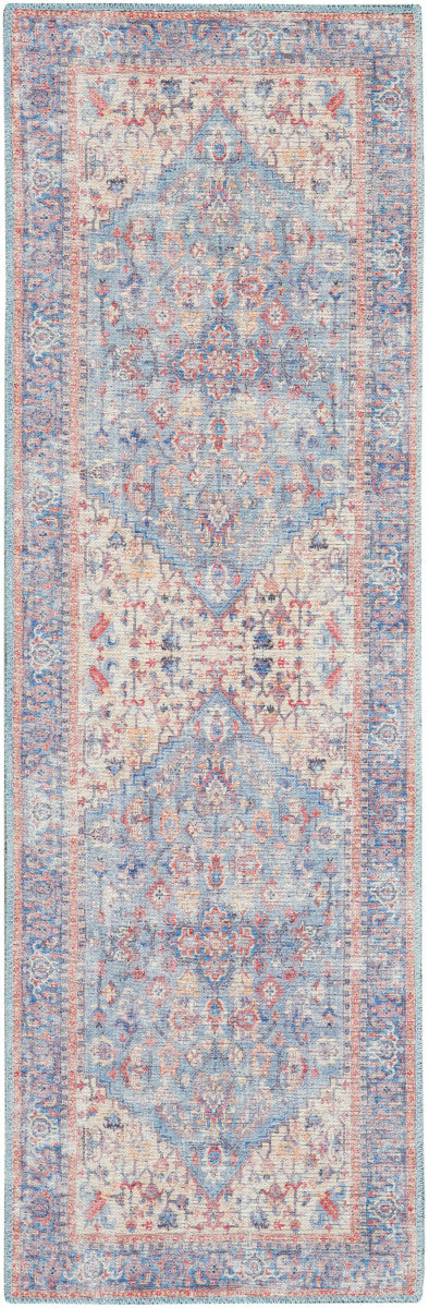 Nourison New Concept Blue & Multicolor Machine Washable Rug - 2'2" x 8'