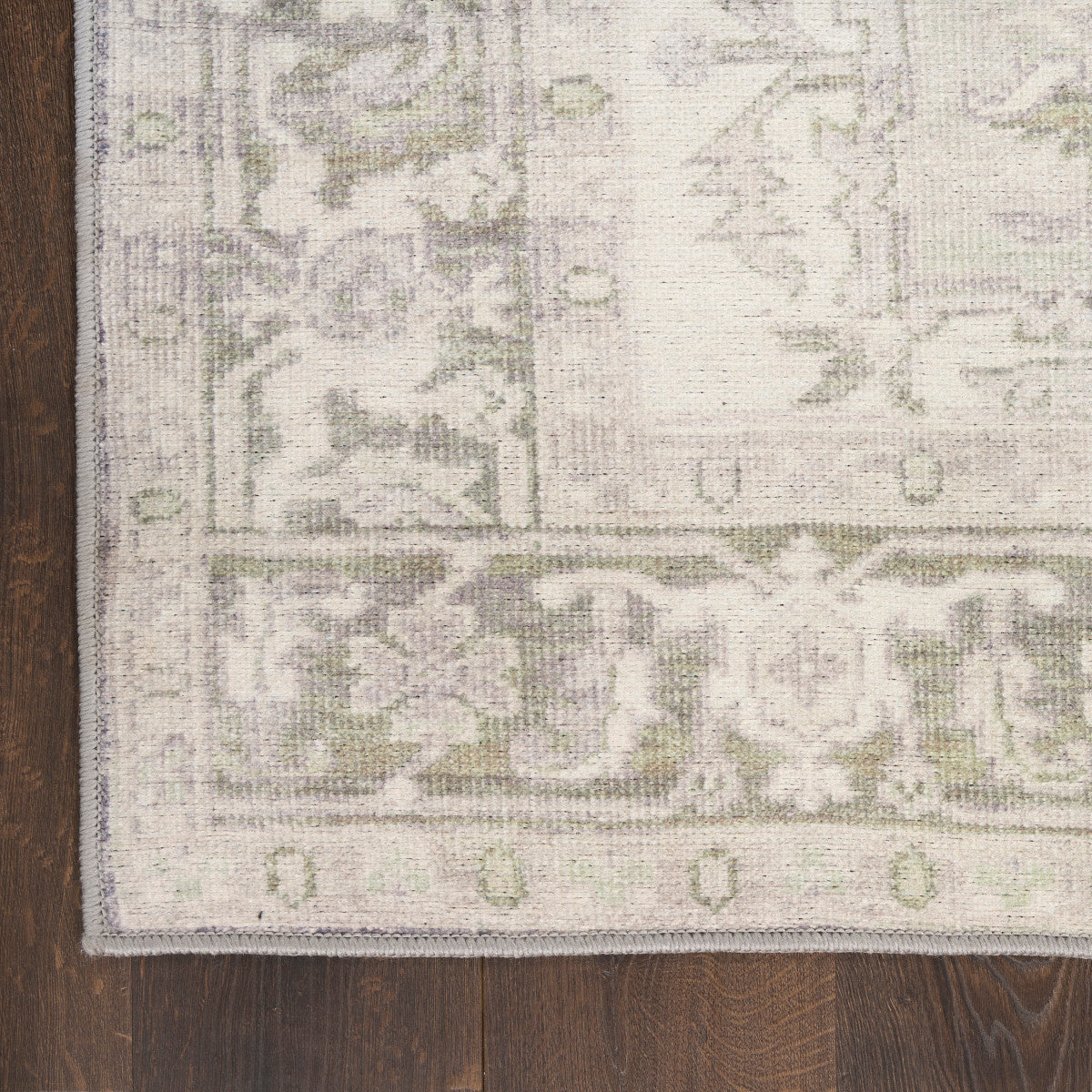 Nourison Vintage Green Machine Washable Rug - Corner
