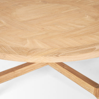 Natural & White Solid Wood Round Distressed Coffee Table image 5