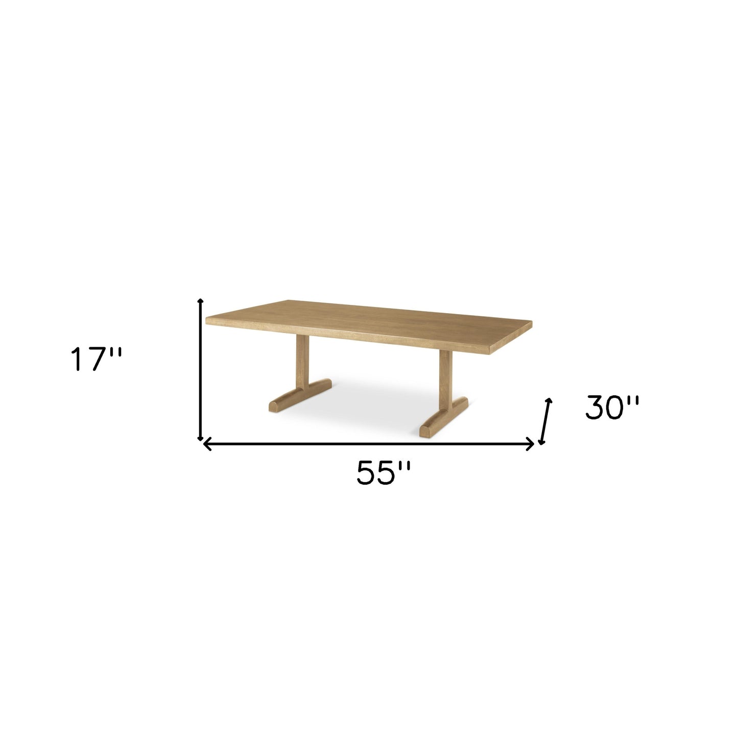 Natural Solid Wood Double Pedestal Coffee Table image 8