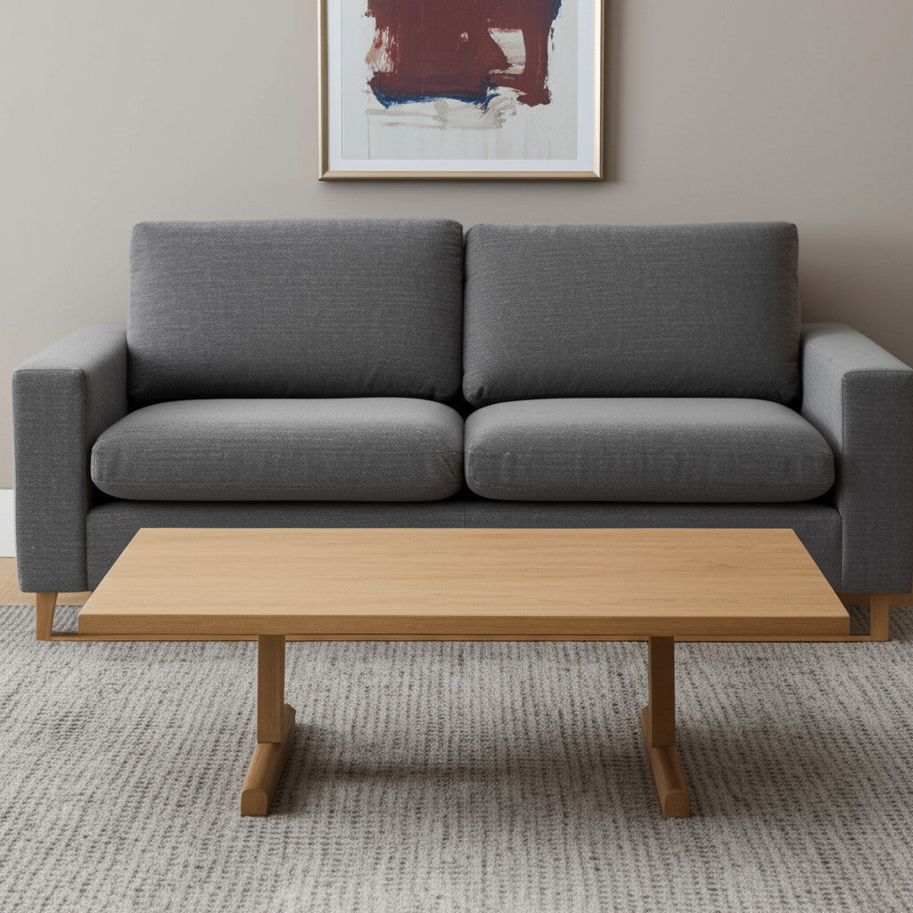 Natural Solid Wood Double Pedestal Coffee Table image 1