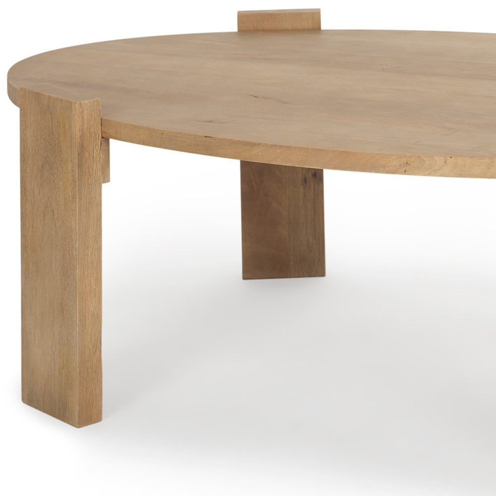 Natural Solid Wood Oval Coffee Table image 9