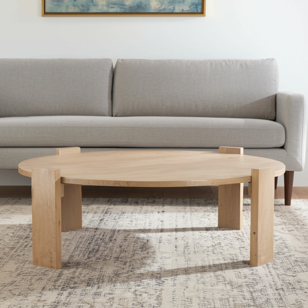 Natural Solid Wood Oval Coffee Table image 1