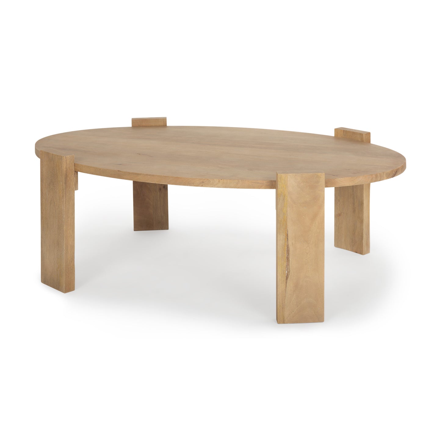 Natural Solid Wood Oval Coffee Table image 3