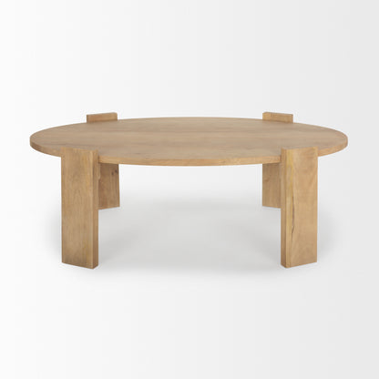 Natural Solid Wood Oval Coffee Table image 2