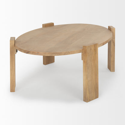 Natural Solid Wood Oval Coffee Table image 5