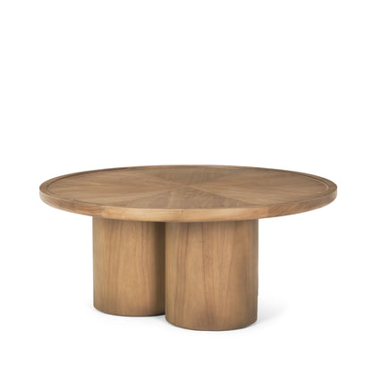Natural Solid Wood Round Pedestal Coffee Table image 3