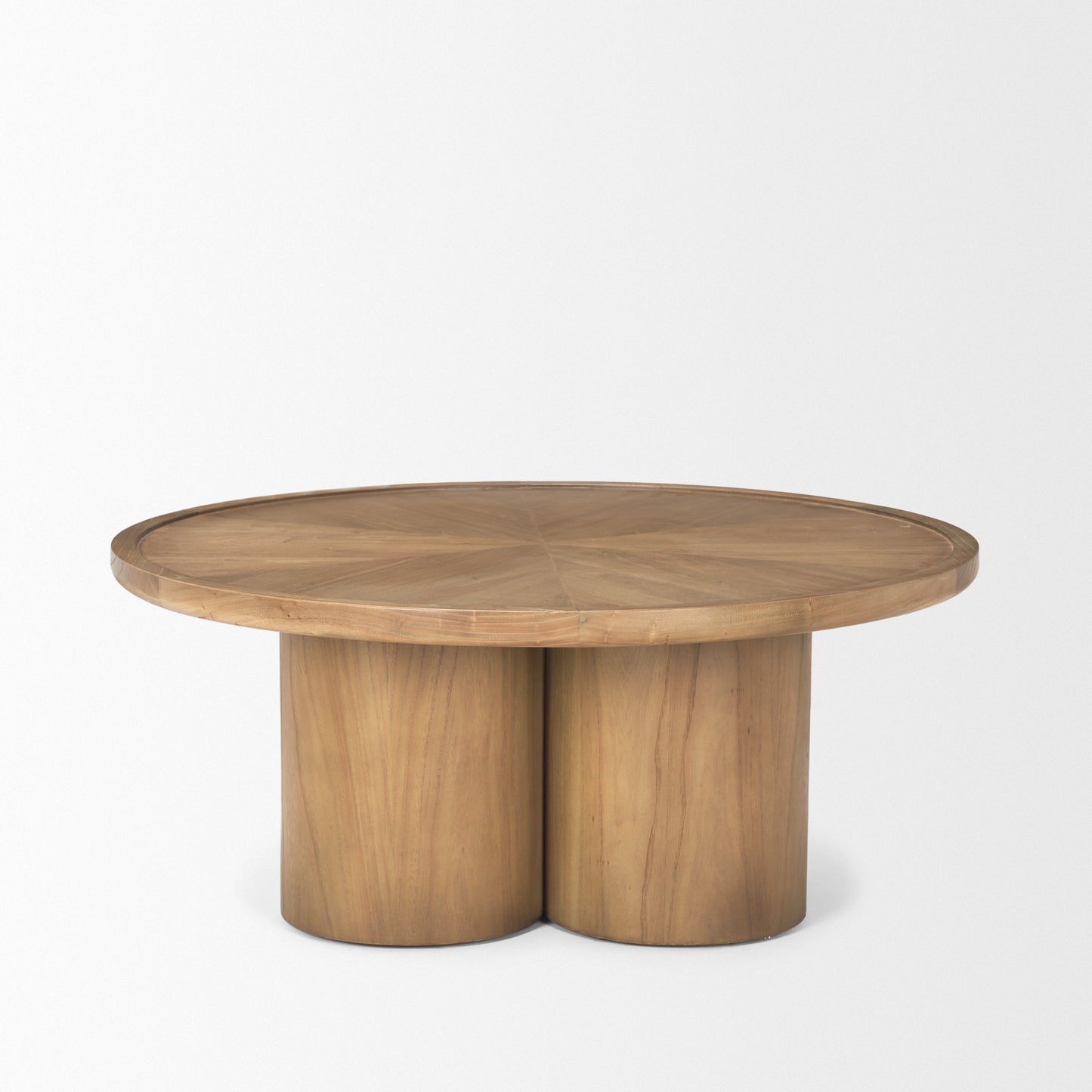 Natural Solid Wood Round Pedestal Coffee Table image 4