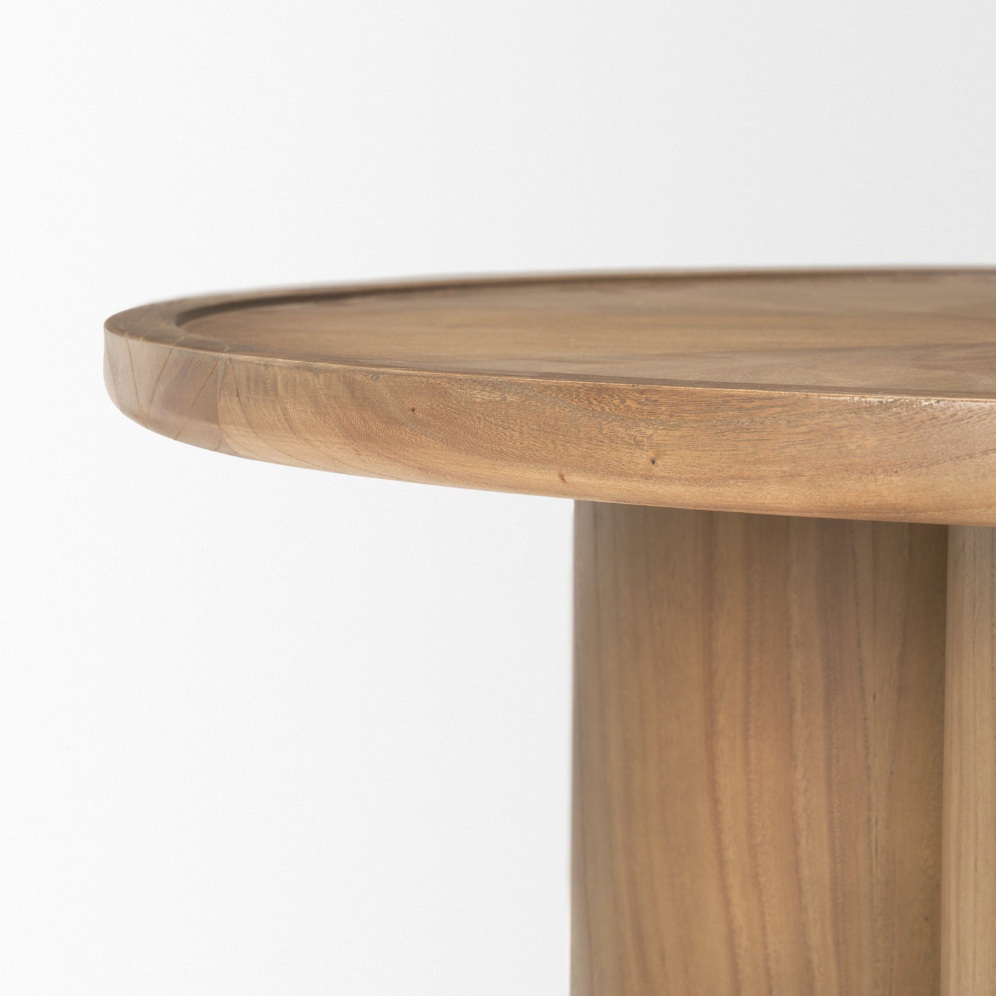 Natural Solid Wood Round Pedestal Coffee Table image 6