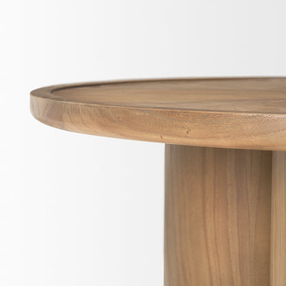 Natural Solid Wood Round Pedestal Coffee Table image 6