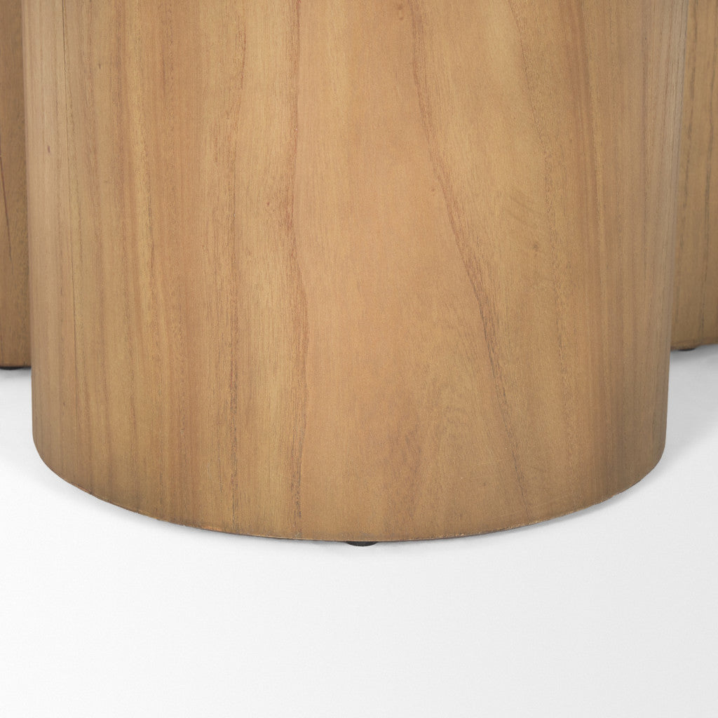 Natural Solid Wood Round Pedestal Coffee Table image 7