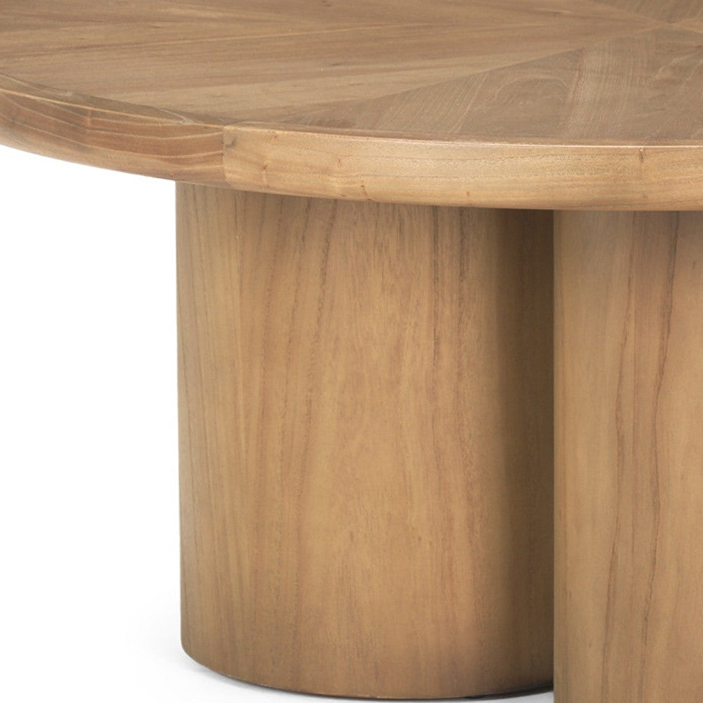 Natural Solid Wood Round Pedestal Coffee Table image 8