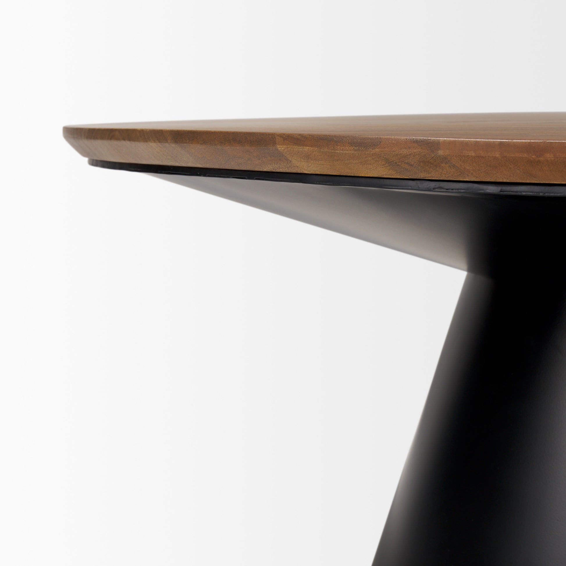 Brown & Black Solid Wood & Iron Round Pedestal Coffee Table image 5