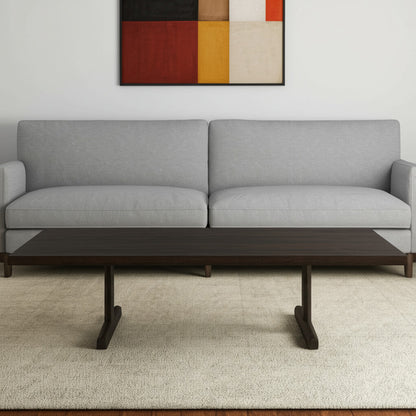 Dark Brown Solid Wood Double Pedestal Coffee Table image 1