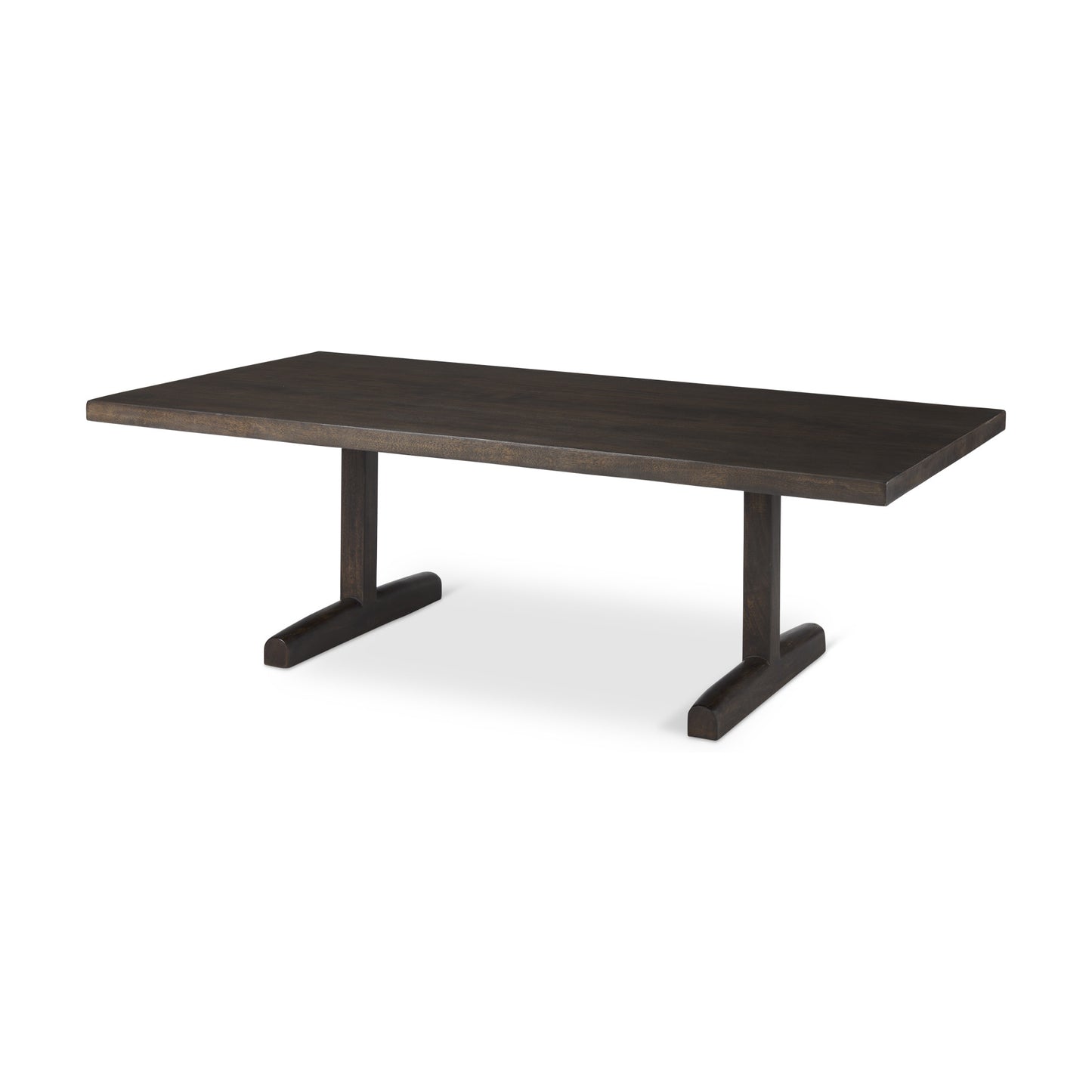Dark Brown Solid Wood Double Pedestal Coffee Table image 3