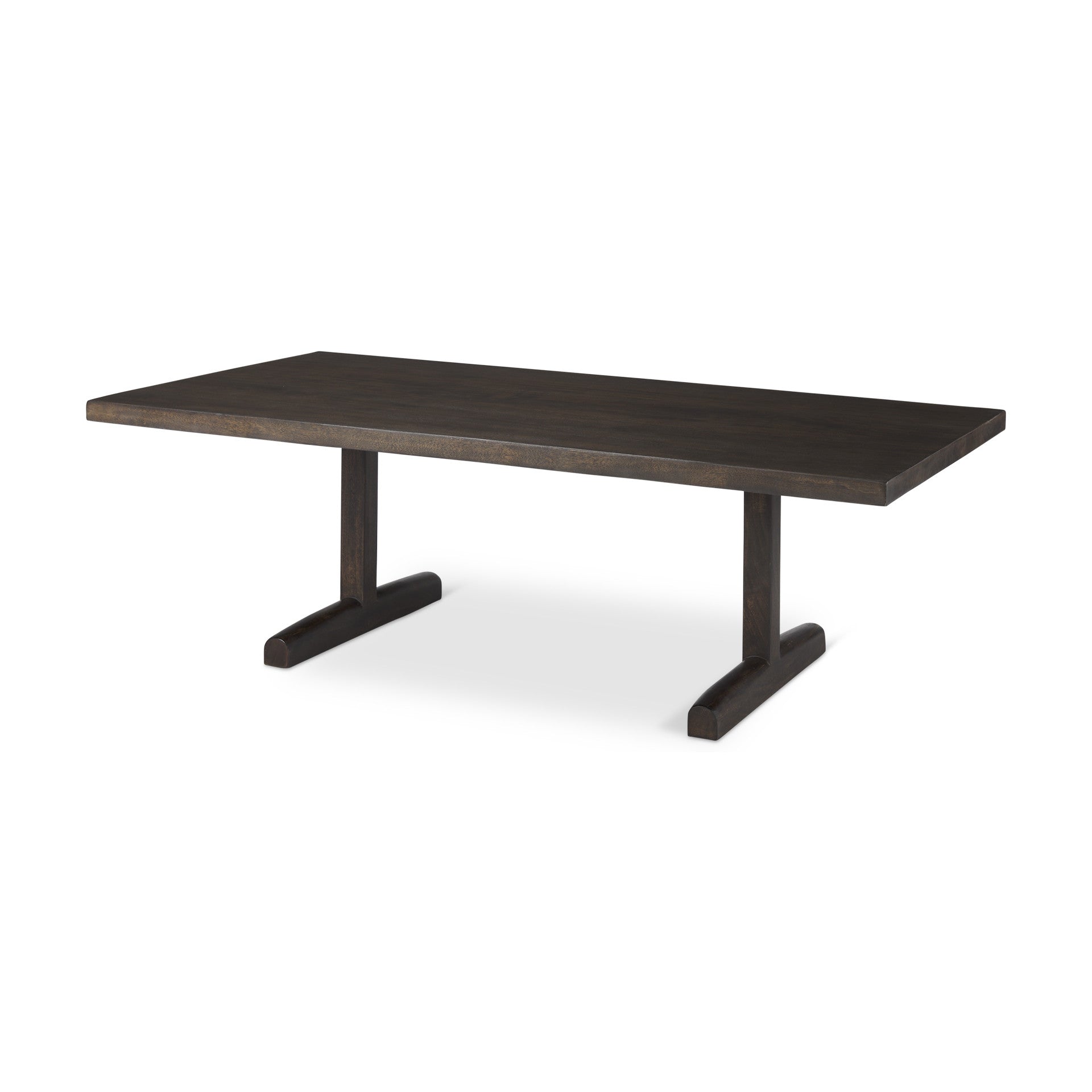 Dark Brown Solid Wood Double Pedestal Coffee Table image 3