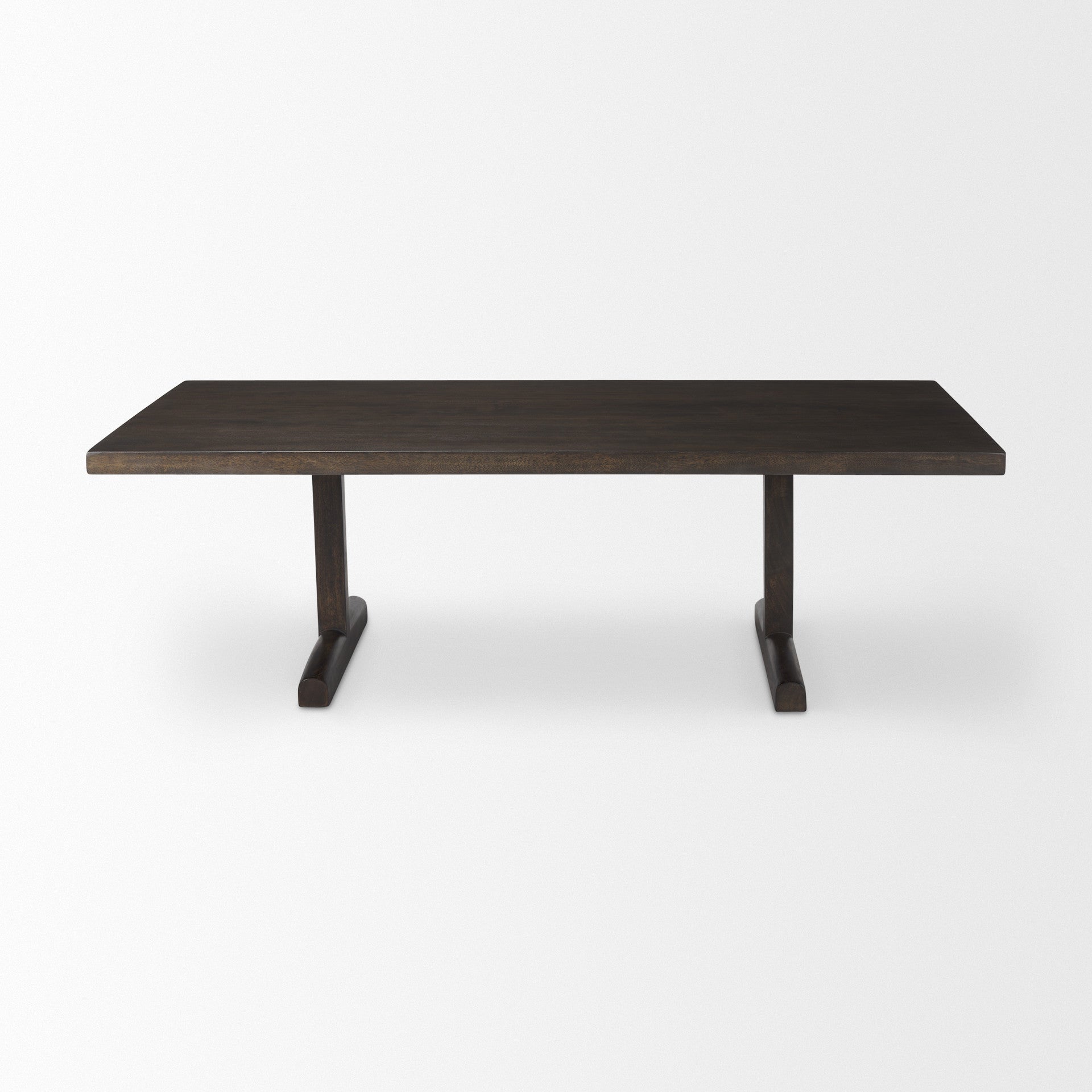 Dark Brown Solid Wood Double Pedestal Coffee Table image 2