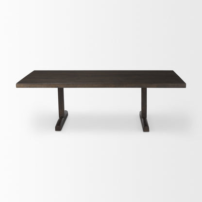 Dark Brown Solid Wood Double Pedestal Coffee Table image 2