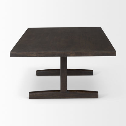 Dark Brown Solid Wood Double Pedestal Coffee Table image 5