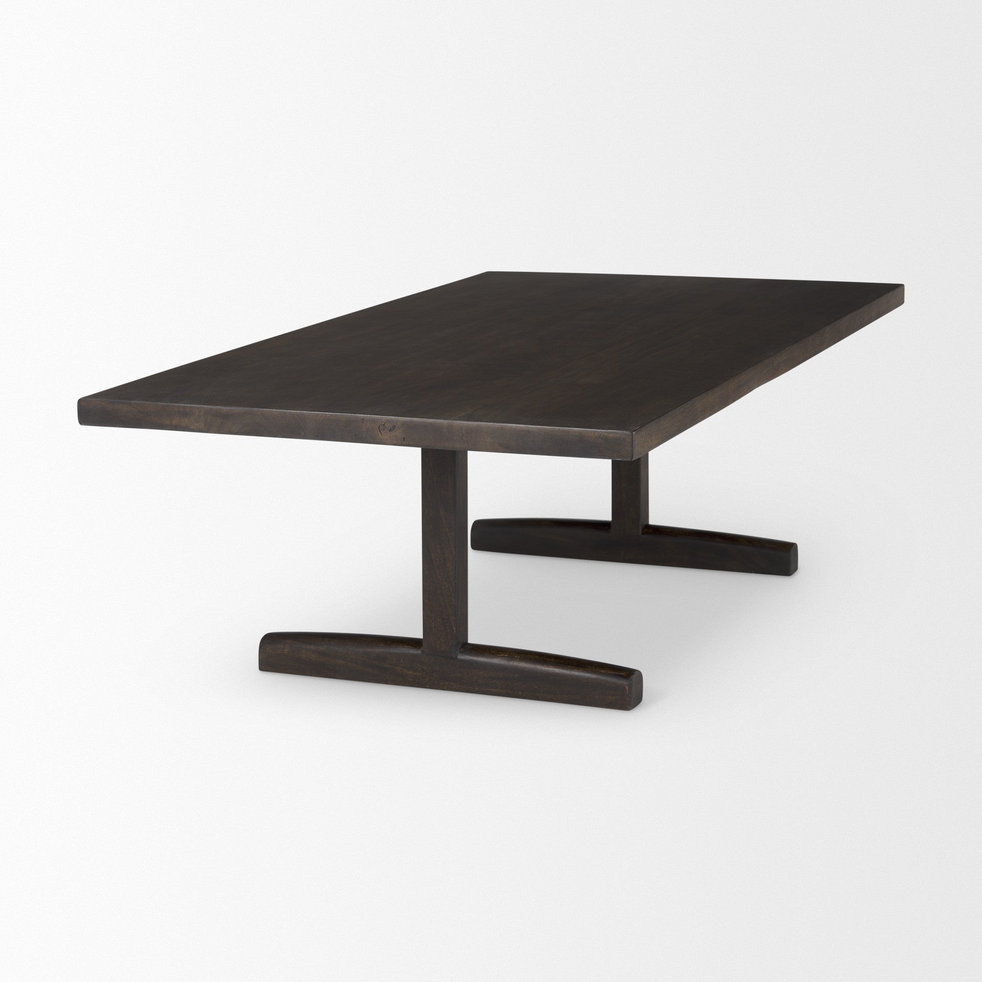 Dark Brown Solid Wood Double Pedestal Coffee Table image 4