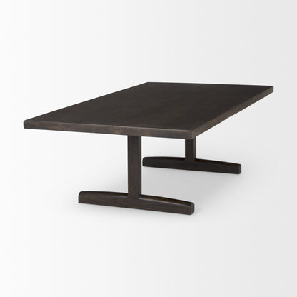 Dark Brown Solid Wood Double Pedestal Coffee Table image 4