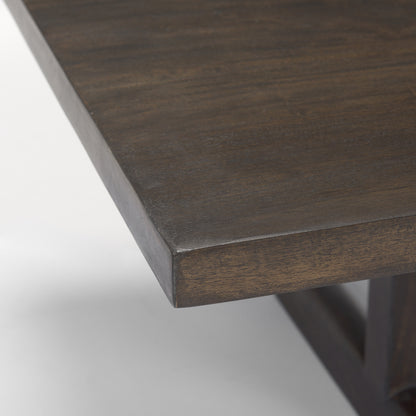 Dark Brown Solid Wood Double Pedestal Coffee Table image 8