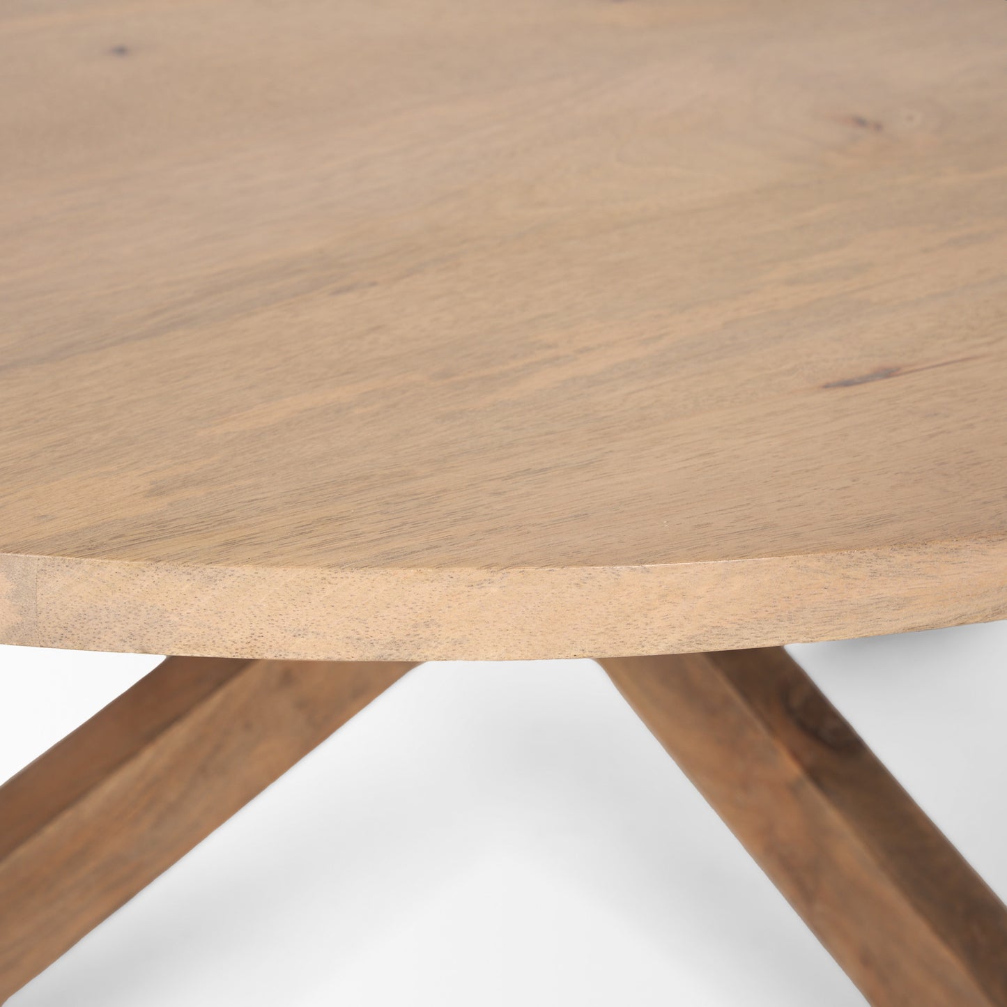 Natural Solid Wood Round Cross Legs Coffee Table image 6