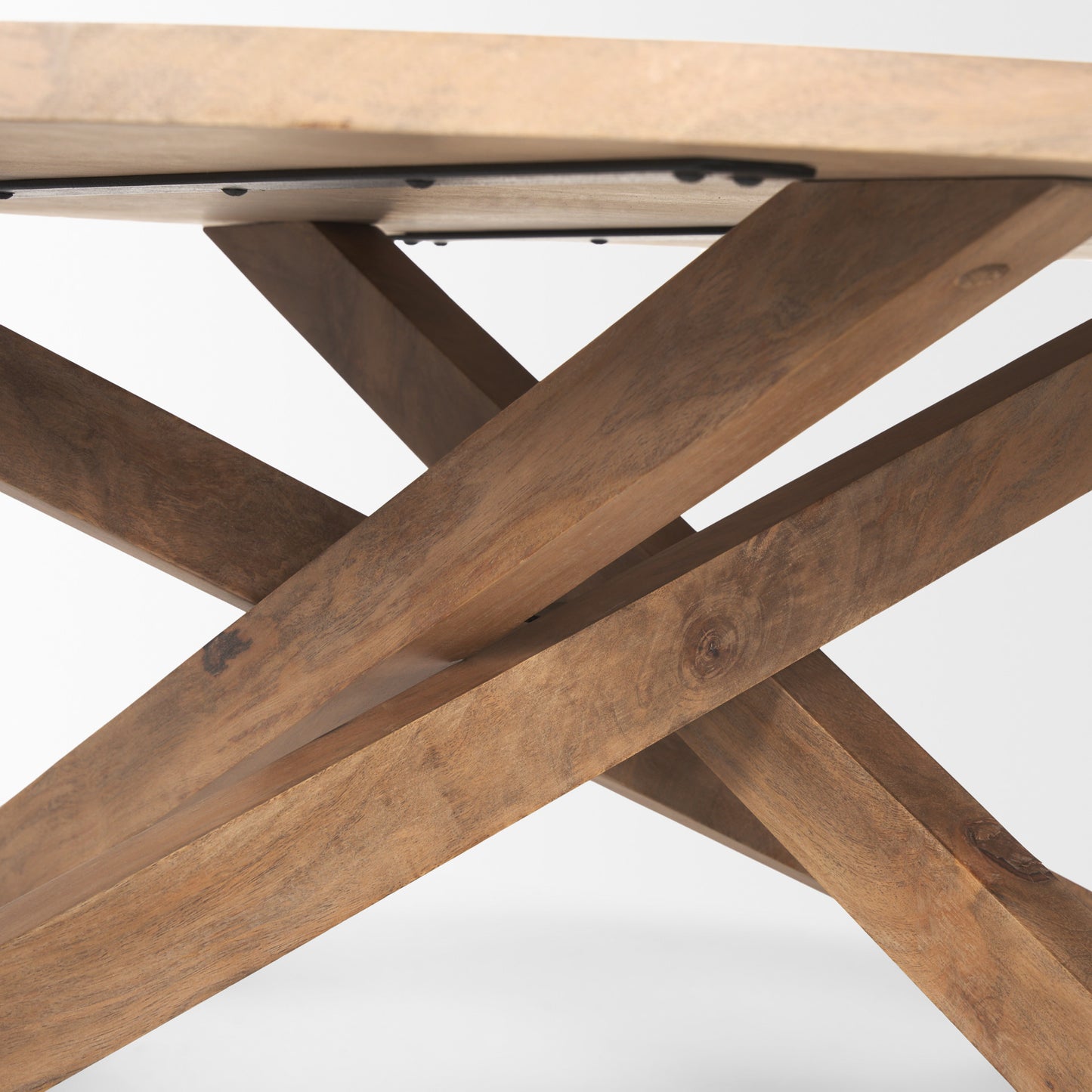 Natural Solid Wood Round Cross Legs Coffee Table image 7