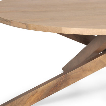 Natural Solid Wood Round Cross Legs Coffee Table image 8