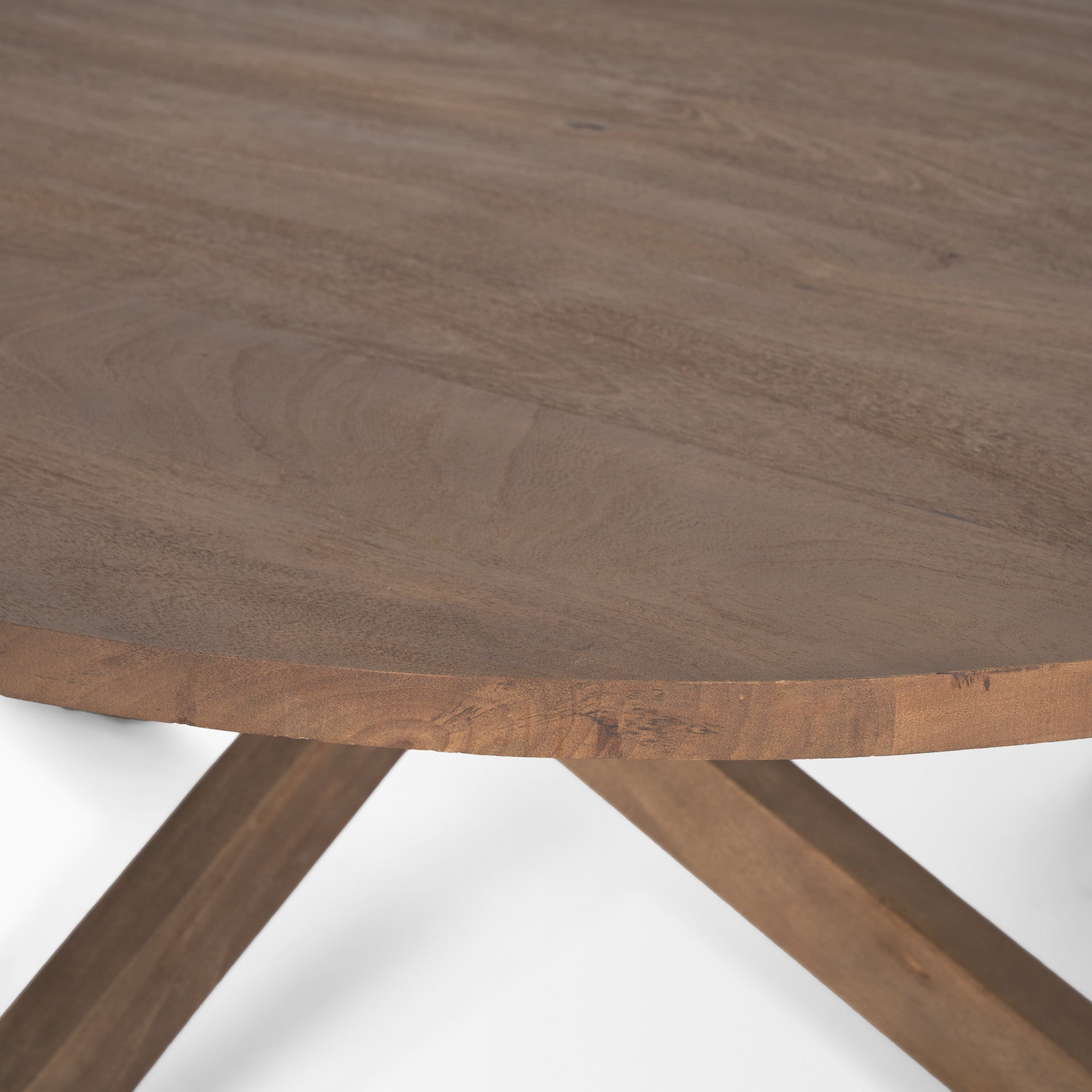 Brown Solid Wood Round Cross Legs Coffee Table image 6