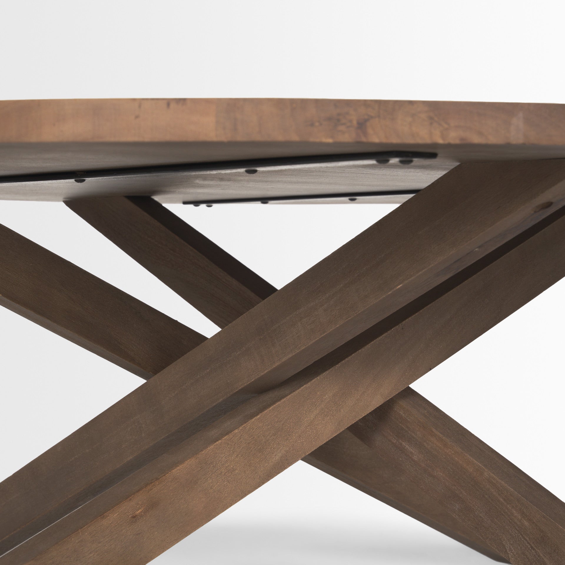 Brown Solid Wood Round Cross Legs Coffee Table image 7