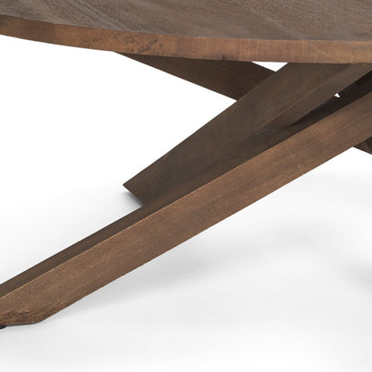 Brown Solid Wood Round Cross Legs Coffee Table image 8