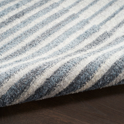 Nourison Astra Ivory & Blue Pet Friendly Machine Washable Rug - Texture