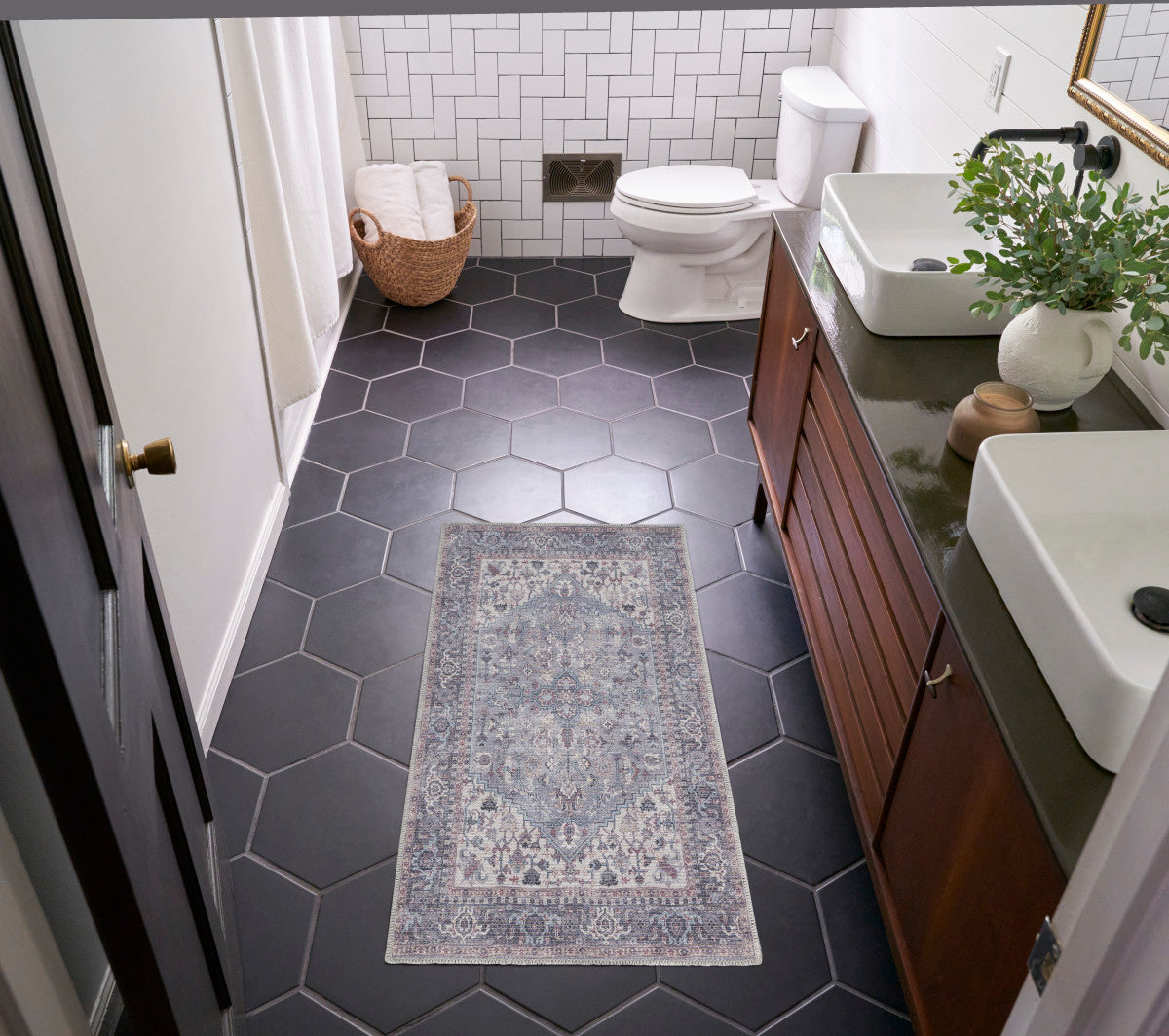 Nourison New Concept Grey Machine Washable Rug - Room Scene