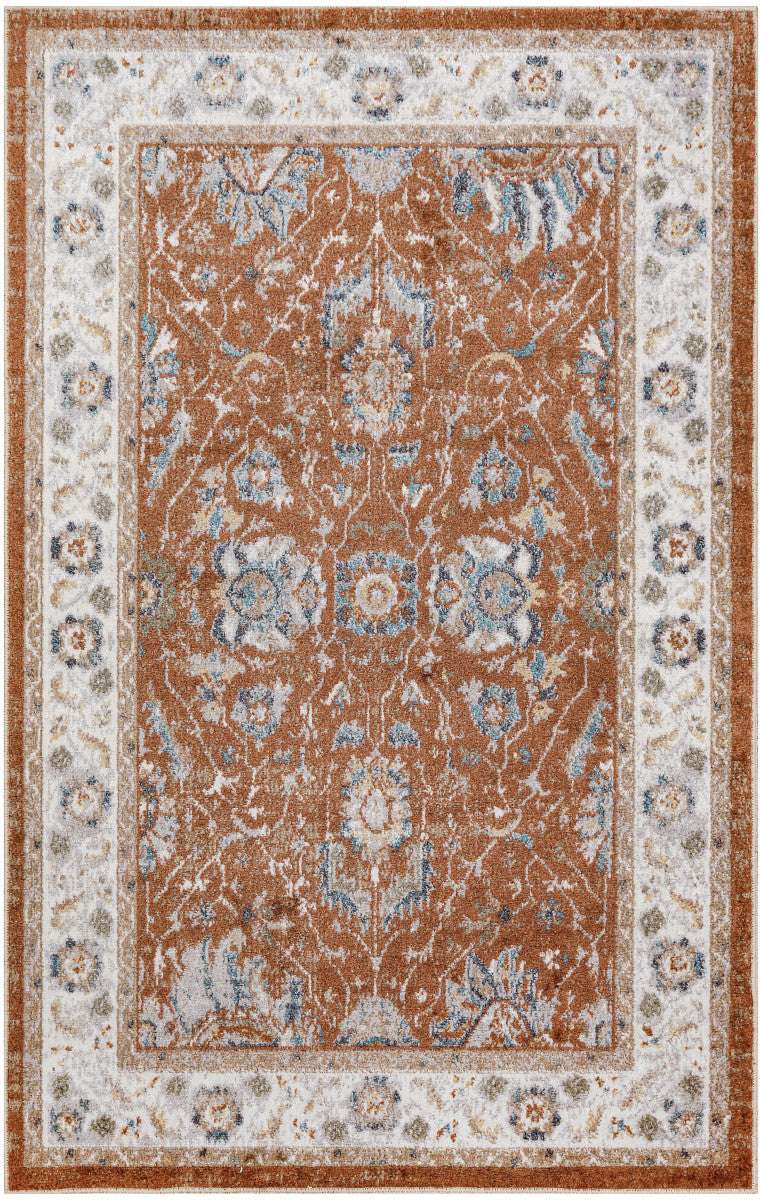 Nourison Astra Rust & Ivory Pet Friendly Machine Washable Rug - 3'3" x 5'
