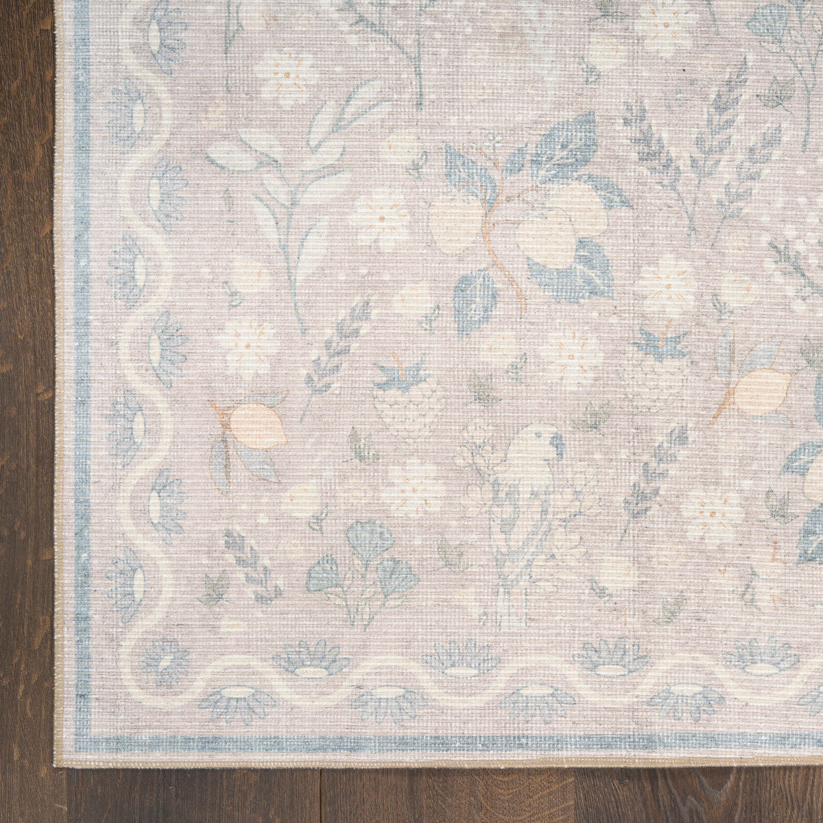 Nourison Botanical Grey & Multicolor Machine Washable Rug - Corner