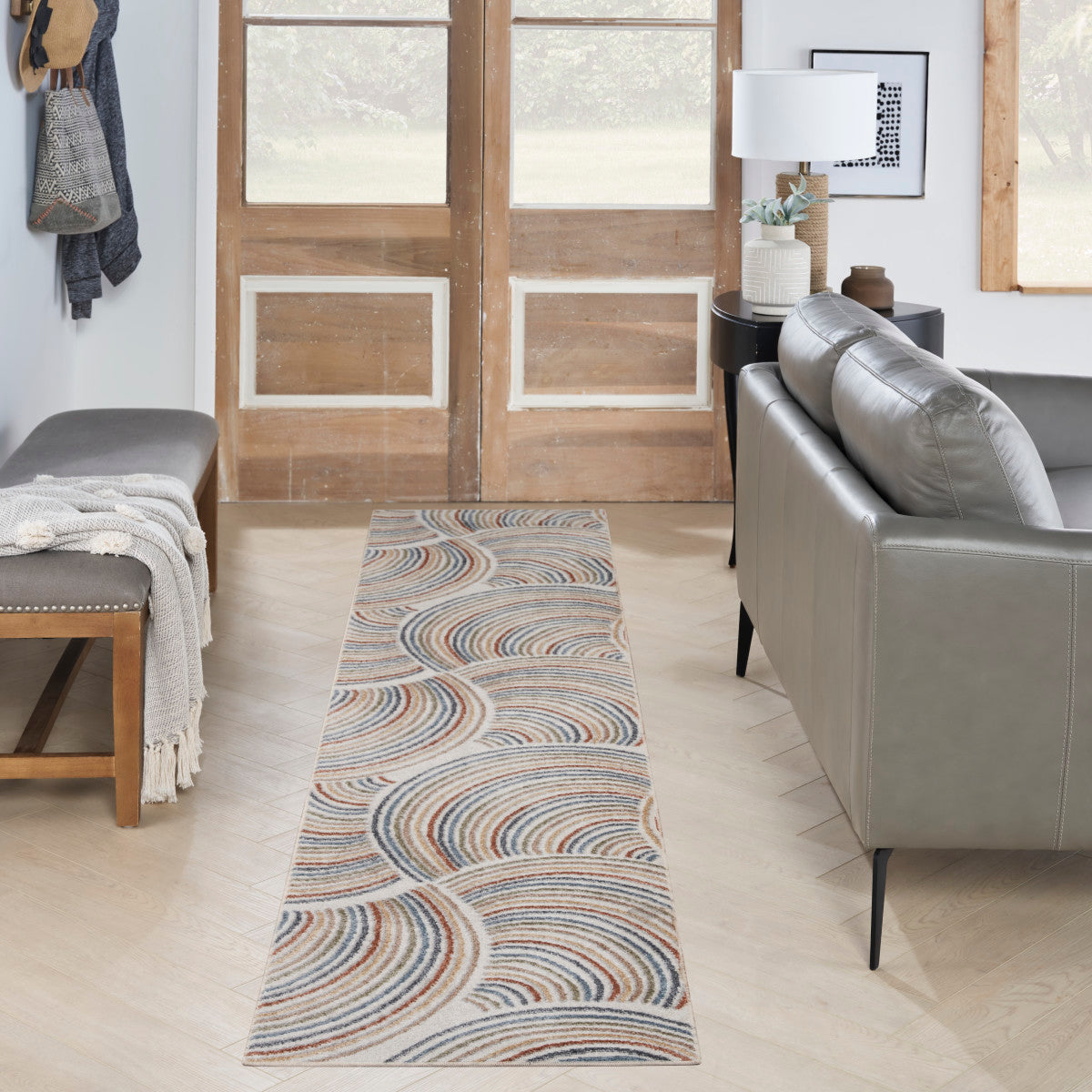 Nourison Astra Ivory & Multicolor Pet Friendly Machine Washable Rug - Room Scene
