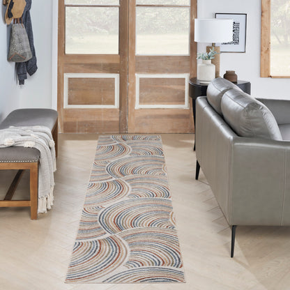 Nourison Astra Ivory & Multicolor Pet Friendly Machine Washable Rug - Room Scene